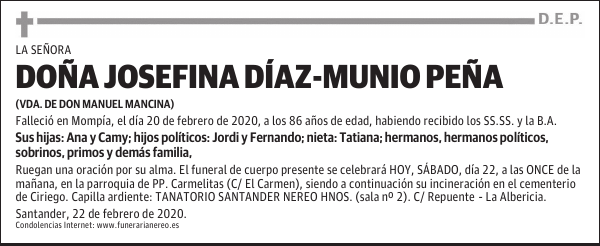 DOÑA JOSEFINA DÍAZ-MUNIO PEÑA