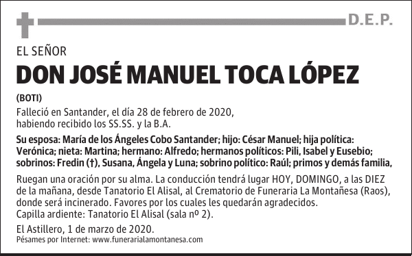 DON JOSÉ MANUEL TOCA LÓPEZ