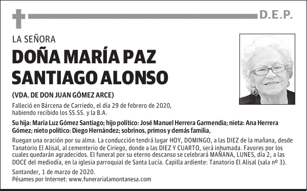 DOÑA MARÍA PAZ SANTIAGO ALONSO