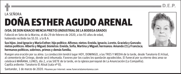 DOÑA ESTHER AGUDO ARENAL