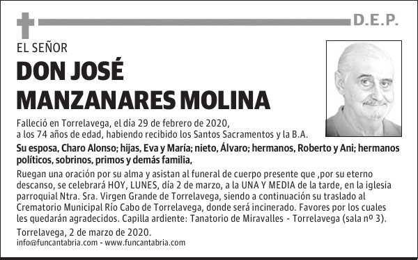 DON JOSÉ MANZANARES MOLINA
