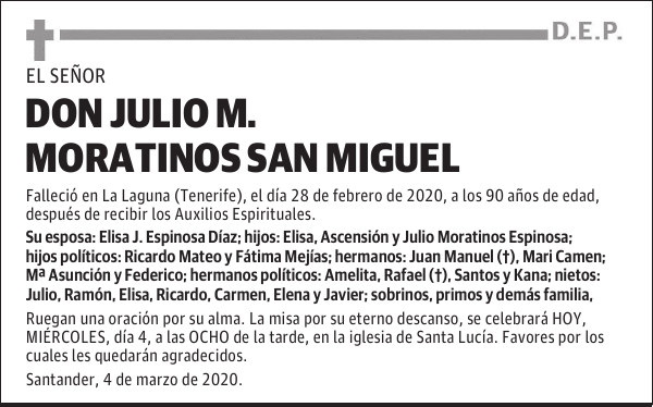 DON JULIO M. MORATINOS SAN MIGUEL
