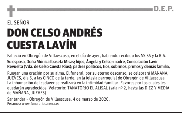 DON CELSO ANDRÉS CUESTA LAVÍN