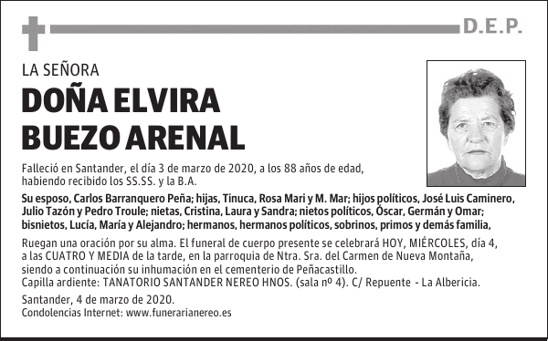 DOÑA ELVIRA BUEZO ARENAL