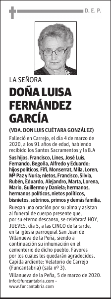 DOÑA LUISA FERNÁNDEZ GARCÍA