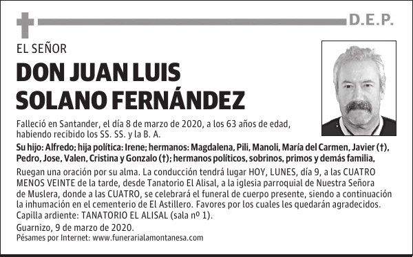 DON JUAN LUIS SOLANO FERNÁNDEZ