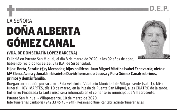 DOÑA ALBERTA GÓMEZ CANAL
