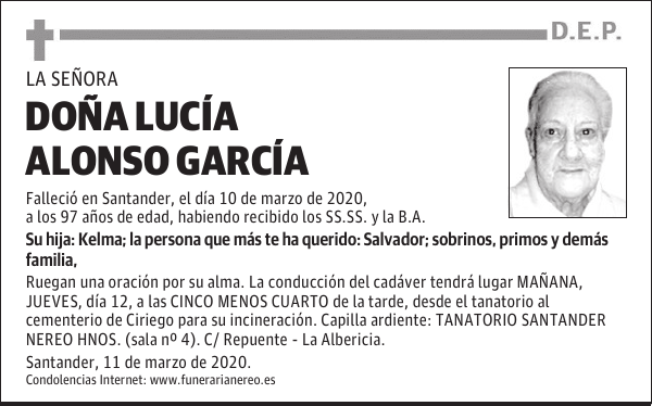 DOÑA LUCÍA ALONSO GARCÍA