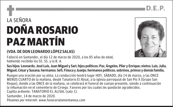 DOÑA ROSARIO PAZ MARTÍN