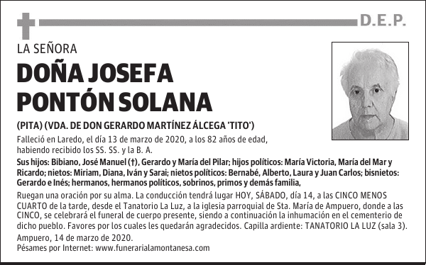 DOÑA JOSEFA PONTÓN SOLANA