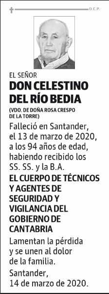 DON CELESTINO DEL RÍO BEDIA