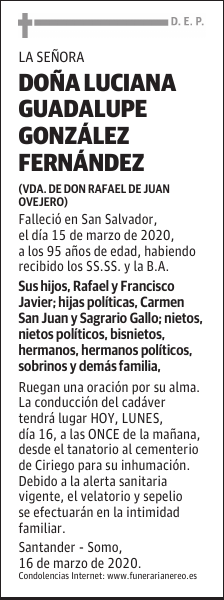 DOÑA LUCIANA GUADALUPE GONZÁLEZ FERNÁNDEZ