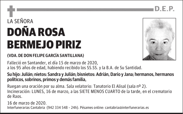 DOÑA ROSA BERMEJO PIRIZ