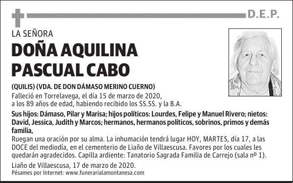 DOÑA AQUILINA PASCUAL CABO