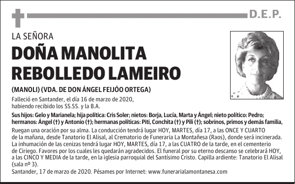 DOÑA MANOLITA REBOLLEDO LAMEIRO