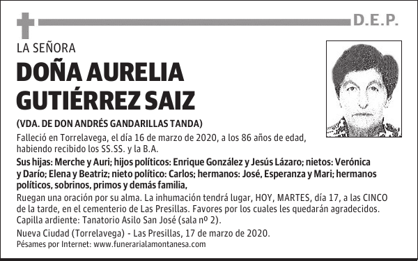 DOÑA AURELIA GUTIÉRREZ SAIZ