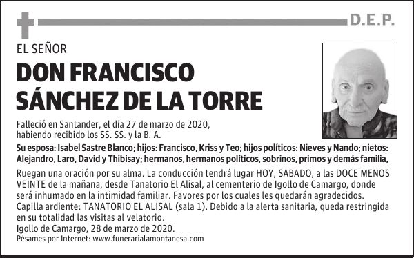 DON FRANCISCO SÁNCHEZ DE LA TORRE