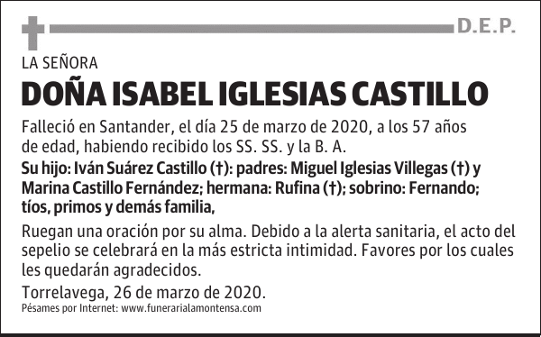 DOÑA ISABEL IGLESIAS CASTILLO