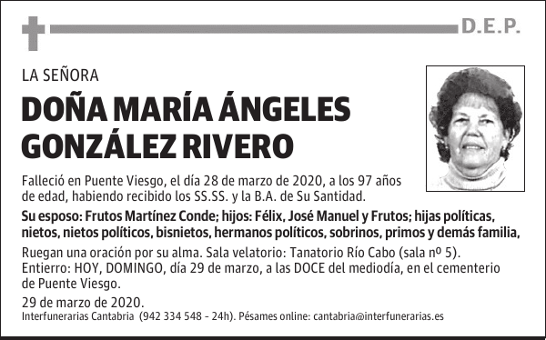 DOÑA MARÍA ÁNGELES GONZÁLEZ RIVERO