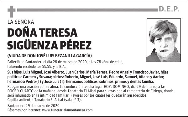 DOÑA TERESA SIGÜENZA PÉREZ