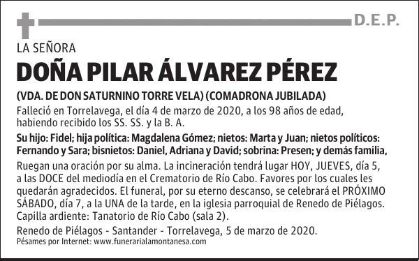 DOÑA PILAR ÁLVAREZ PÉREZ