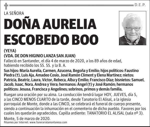 DOÑA AURELIA ESCOBEDO BOO