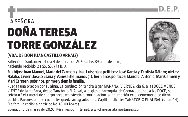 DOÑA TERESA TORRE GONZÁLEZ
