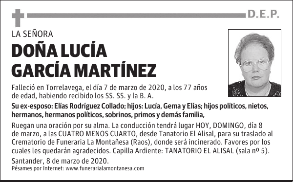 DOÑA LUCÍA GARCÍA MARTÍNEZ