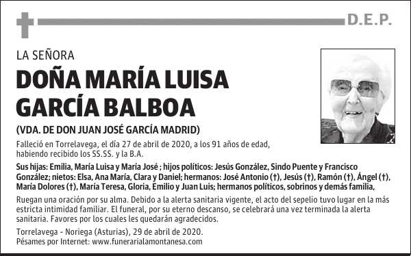 DOÑA MARÍA LUISA GARCÍA BALBOA