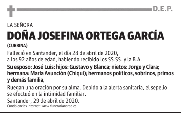 DOÑA JOSEFINA ORTEGA GARCÍA