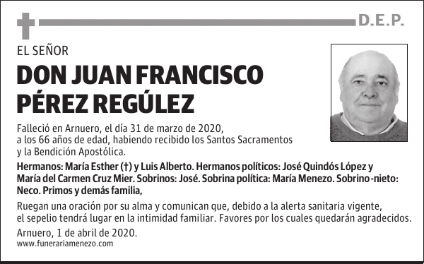 DON JUAN FRANCISCO PÉREZ REGÚLEZ