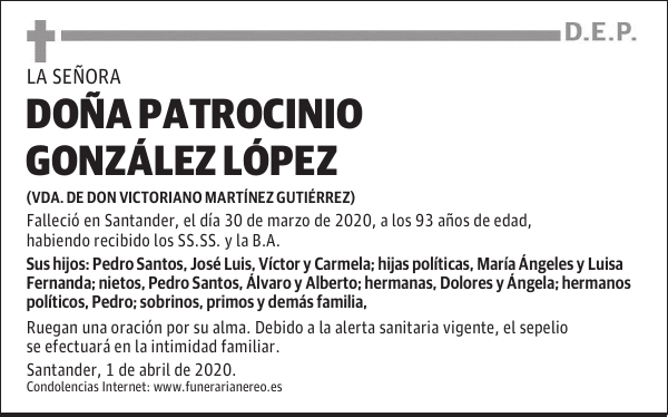DOÑA PATROCINIO GONZÁLEZ LÓPEZ