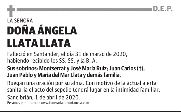 DOÑA ÁNGELA LLATA LLATA
