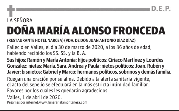 DOÑA MARÍA ALONSO FRONCEDA