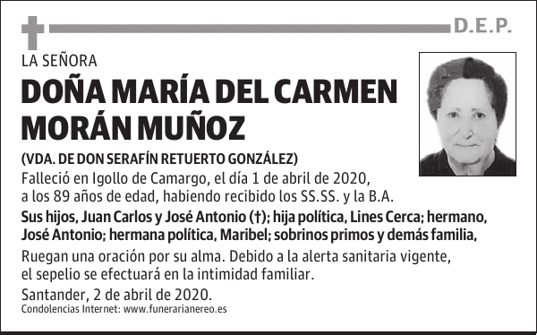 DOÑA MARÍA DEL CARMEN MORÁN MUÑOZ