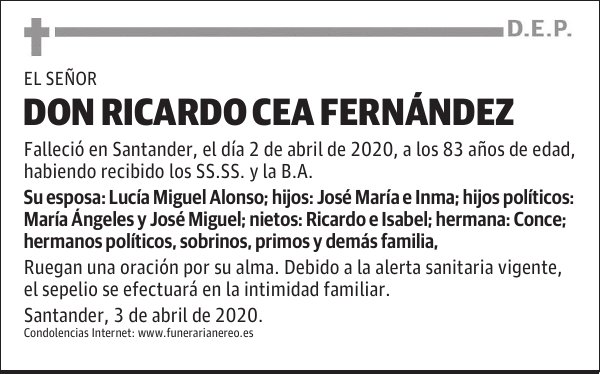 DON RICARDO CEA FERNÁNDEZ