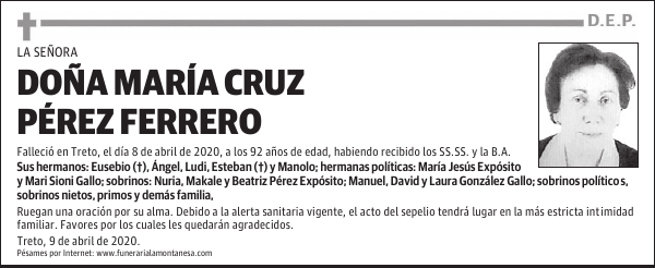DOÑA MARÍA CRUZ PÉREZ FERRERO