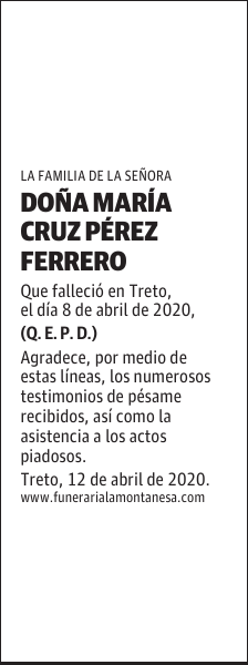 DOÑA MARÍA CRUZ PÉREZ FERRERO