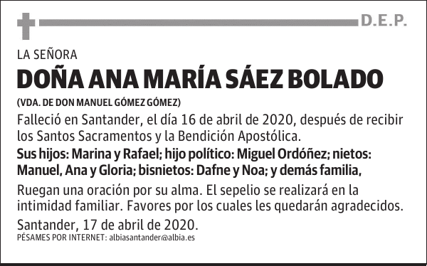 DOÑA ANA MARÍA SÁEZ BOLADO