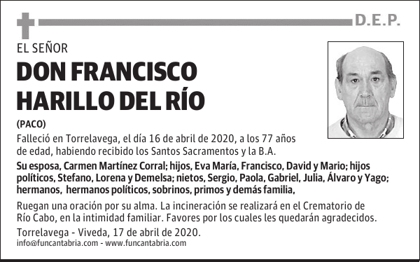 DON FRANCISCO HARILLO DEL RÍO