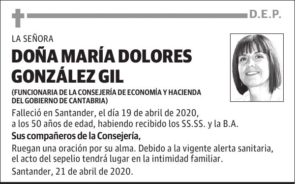 DOÑA MARÍA DOLORES GONZÁLEZ GIL