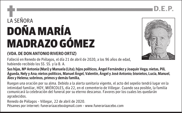 DOÑA MARÍA MADRAZO GÓMEZ