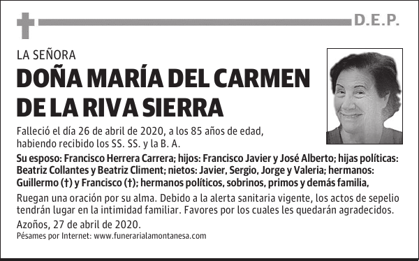 DOÑA MARÍA DEL CARMEN DE LA RIVA SIERRA