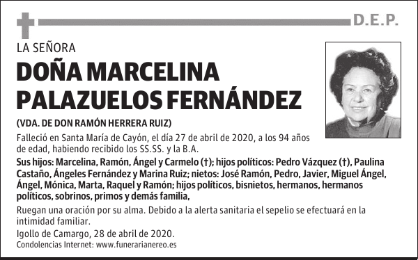 DOÑA MARCELINA PALAZUELOS FERNÁNDEZ