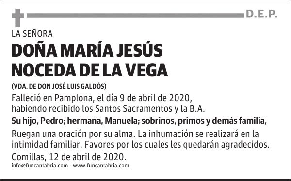 DOÑA MARÍA JESÚS NOCEDA DE LA VEGA