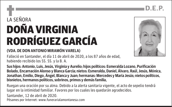 DOÑA VIRGINIA RODRÍGUEZ GARCÍA