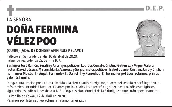 DOÑA FERMINA VÉLEZ POO