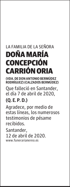 DOÑA MARÍA CONCEPCIÓN CARRIÓN ORIA