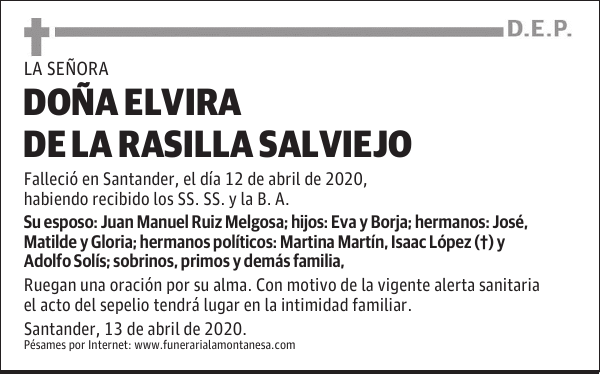 DOÑA ELVIRA DE LA RASILLA SALVIEJO