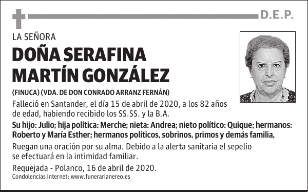 DOÑA SERAFINA MARTÍN GONZÁLEZ